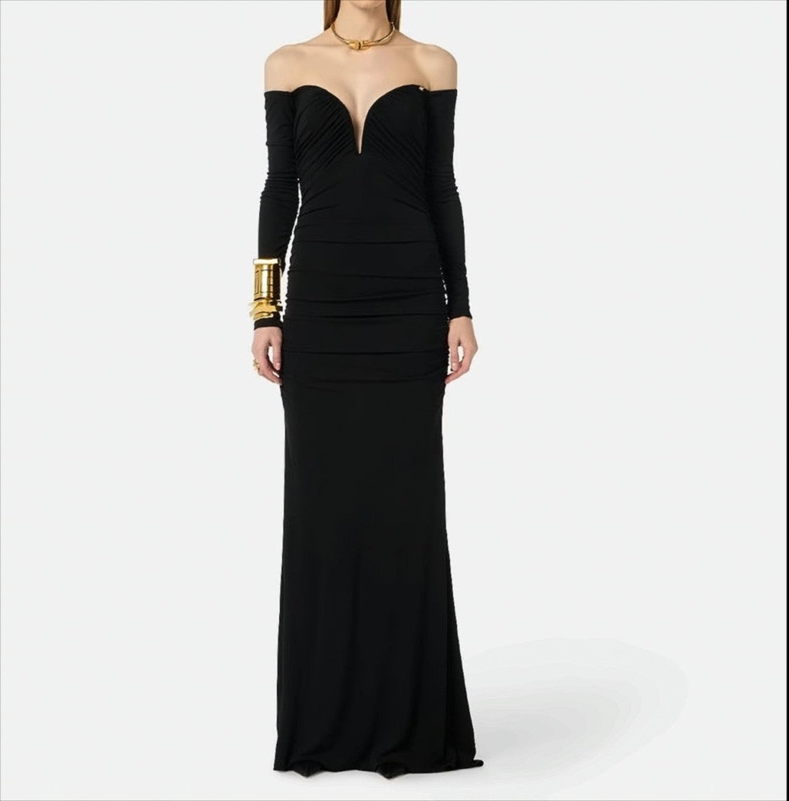 Elisabetta Franchi Red Carpet Dress In Crêpe Jersey With Drapes