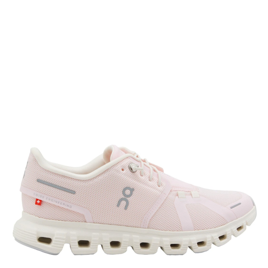 On Pastel Pink Mesh Sneakers With Reflective Accents