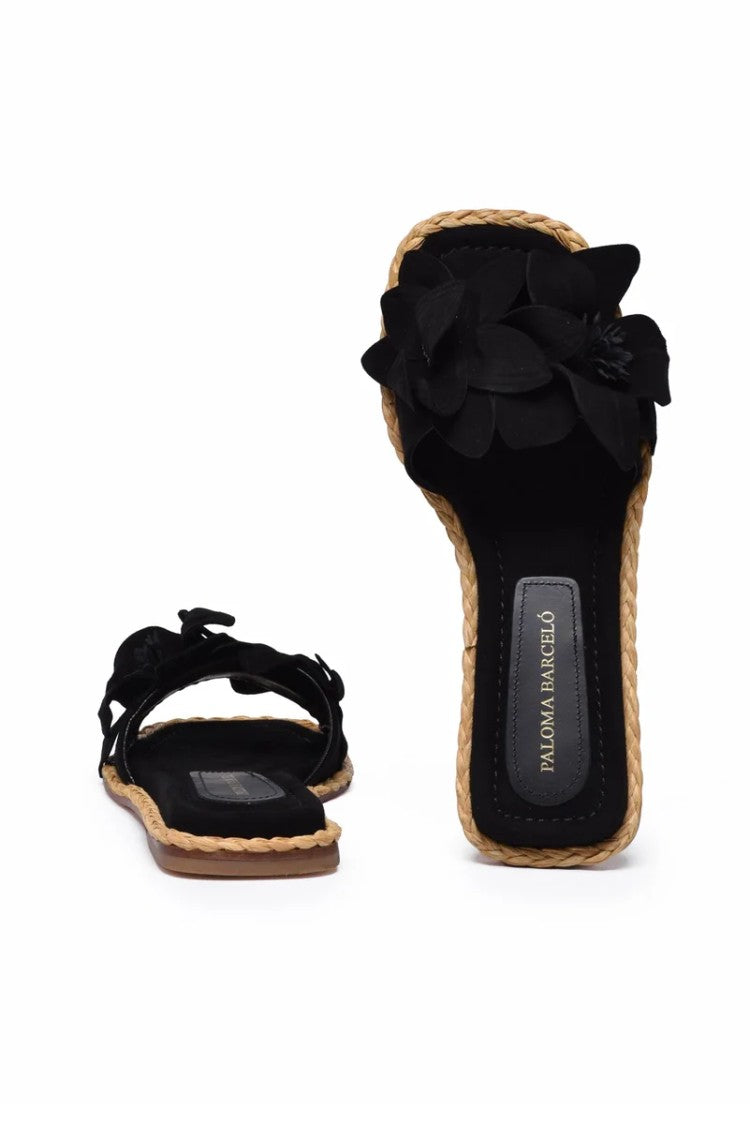 Paloma Barceló Suede Slide Sandal - Black