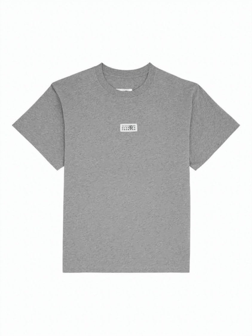 Mm6 By Maison Margiela Boxy Fit Grey T-Shirt With Rectangular Chest Patch
