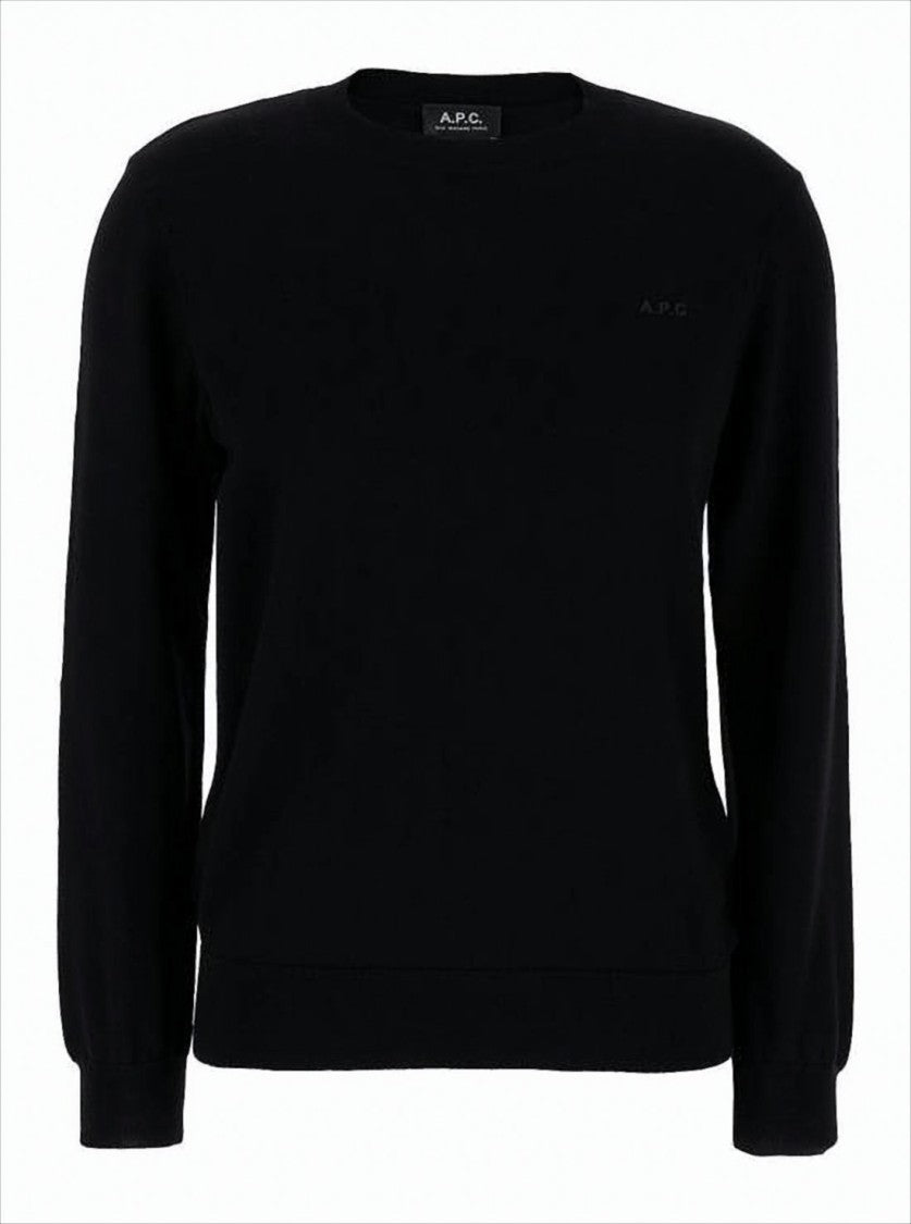 A.P.C. Black Knit Sweater With Classic Crew Neckline