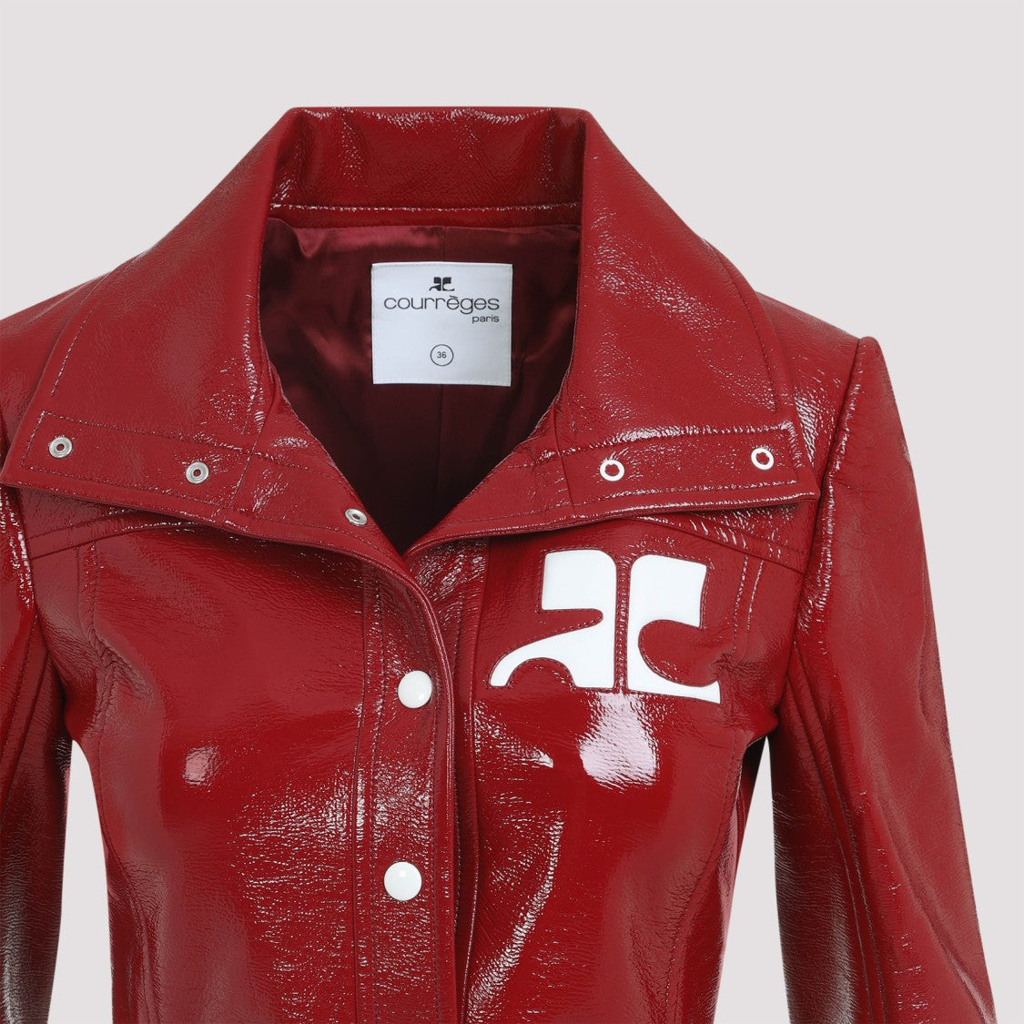 Courrèges Belted Tailored Coat With Glossy Finish