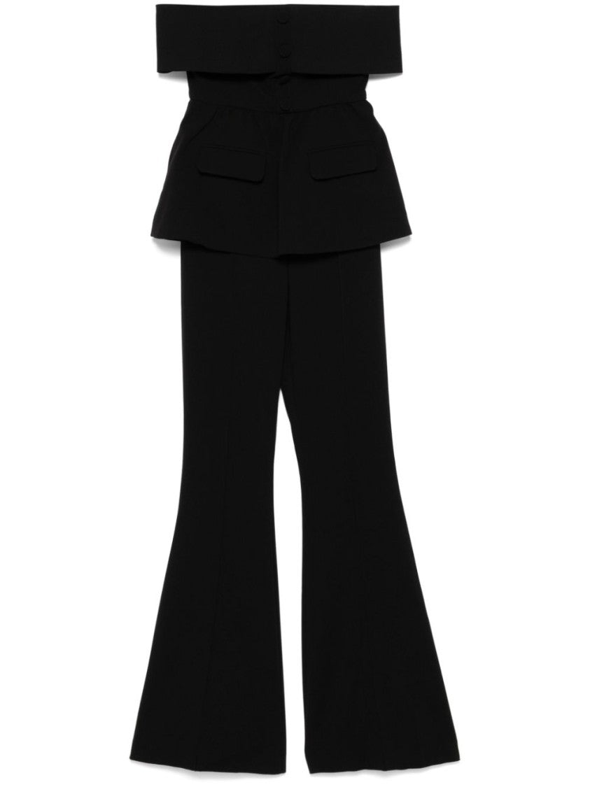 Self-Portrait Black High-Waisted Flared Tailored Pants