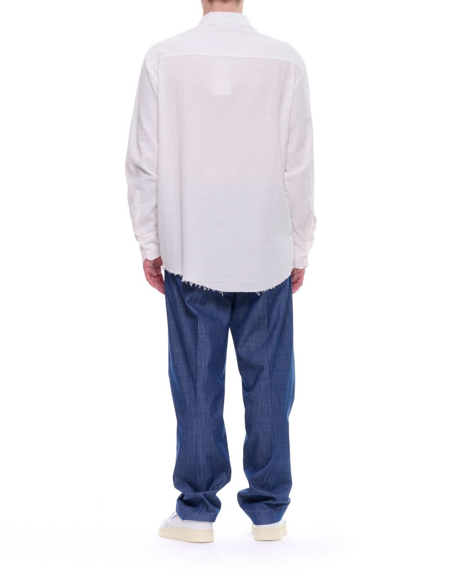 Tela Cruda Straight Fit Pleated Trousers With Turn Up