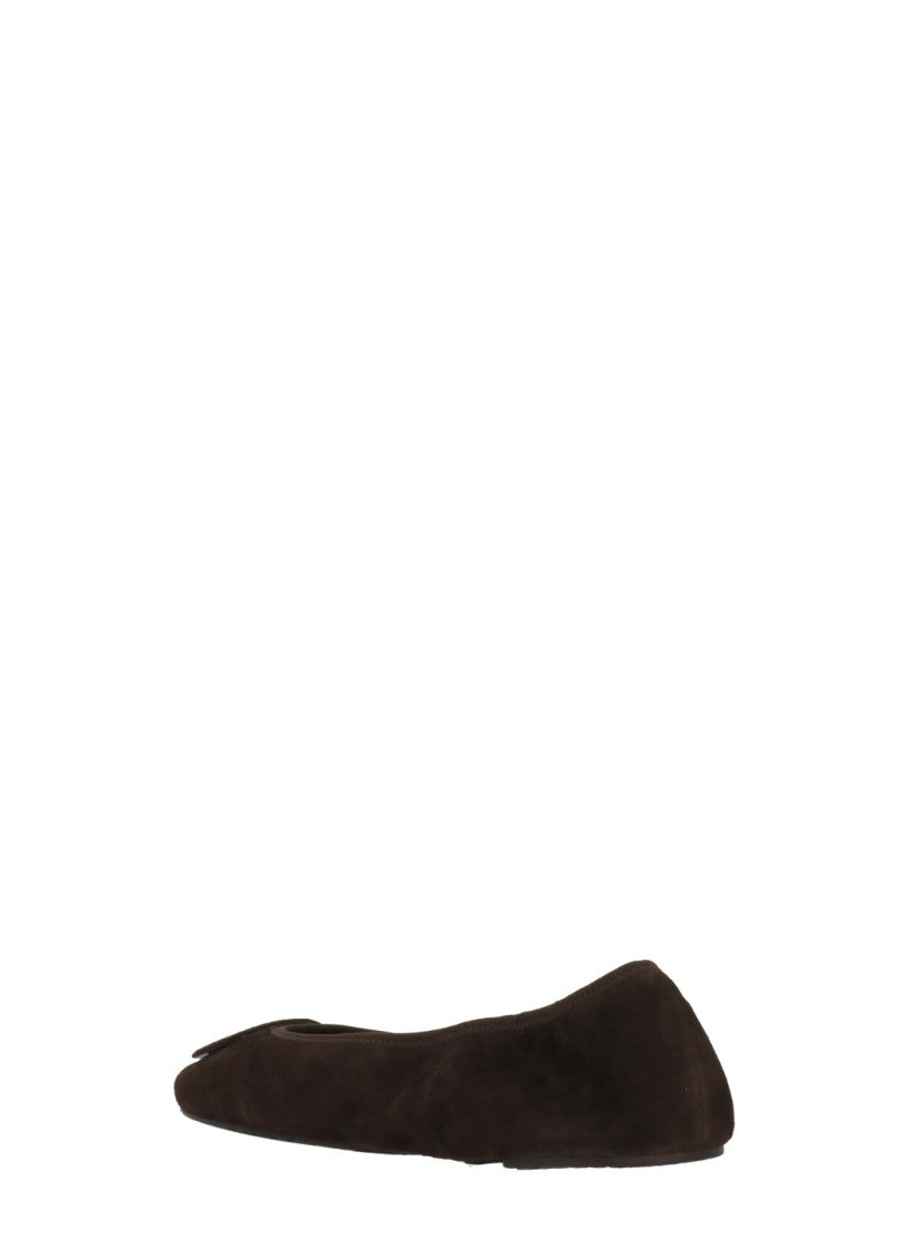 Tory Burch Brown Stretch Side Suede Flats