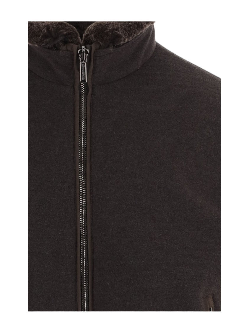 Moorer Brown Wool-Blend High Collar Jacket
