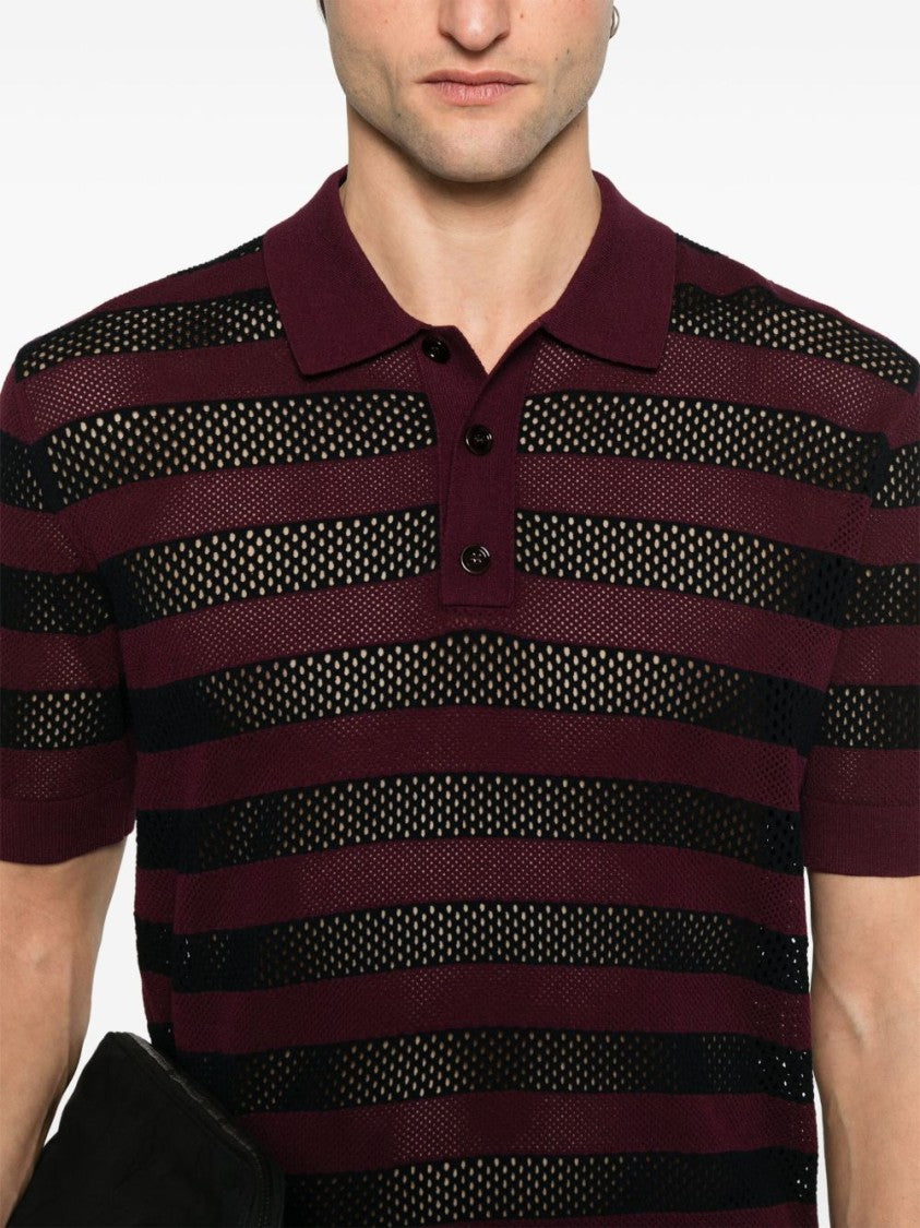 Dries Van Noten Horizontal Stripe Short Sleeve Polo Shirt