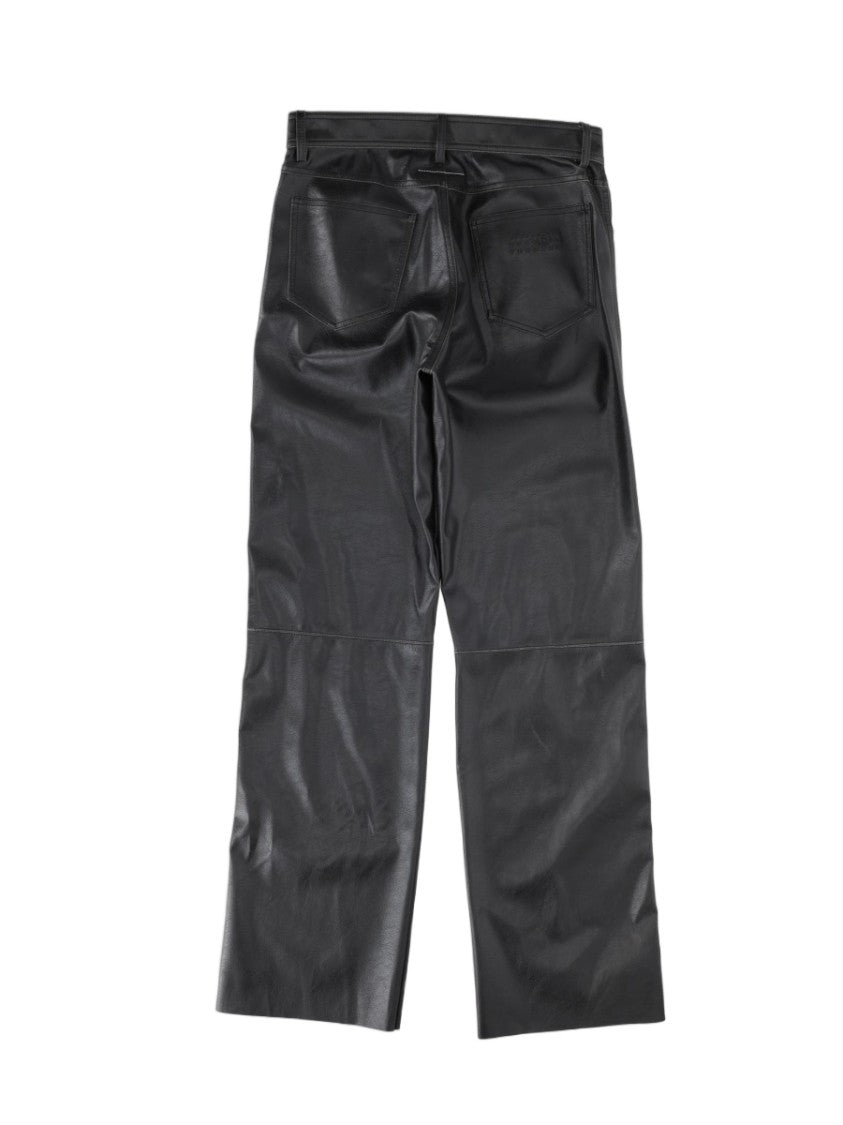 Mm6 By Maison Margiela Sleek Black Coated Polyester Jeans