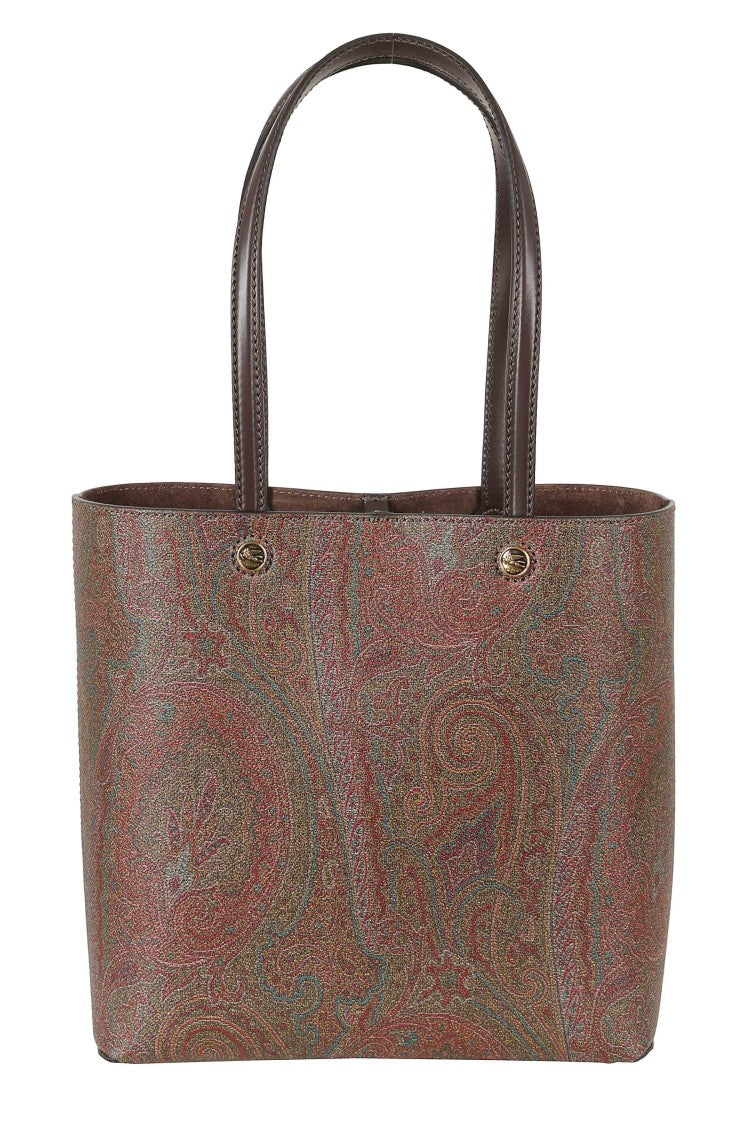 Etro Brown Shopping Essential Paisley Leather Tote Bag