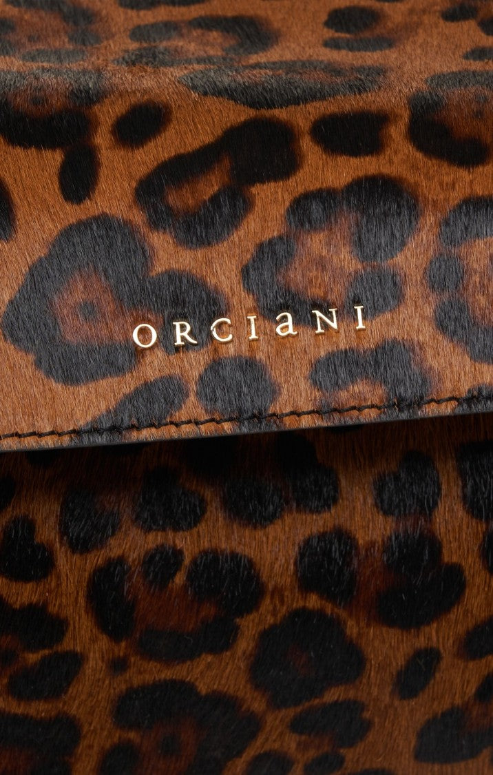 Orciani Animal Print Shoulder Bag With Gold Chain Strap