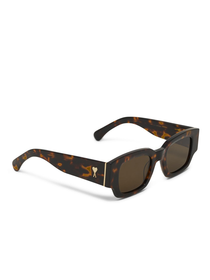 Ami Bold Rectangular Tortoiseshell Sunglasses With Logo Detail