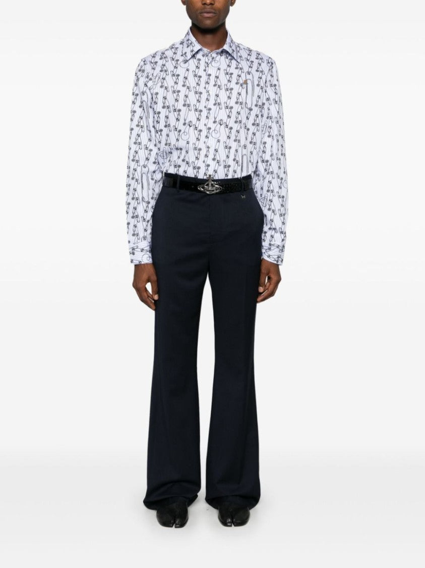 Vivienne Westwood Navy Virgin Wool Flared Trousers