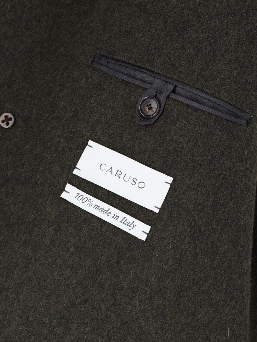 Caruso Foscari Green Hooded Wool Coat