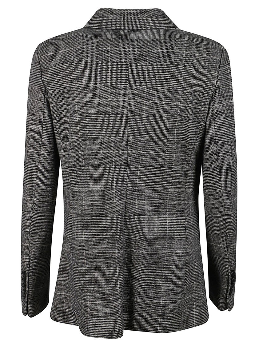 Circolo 1901 Tailored Check Blazer With Notched Lapel And Button Closure