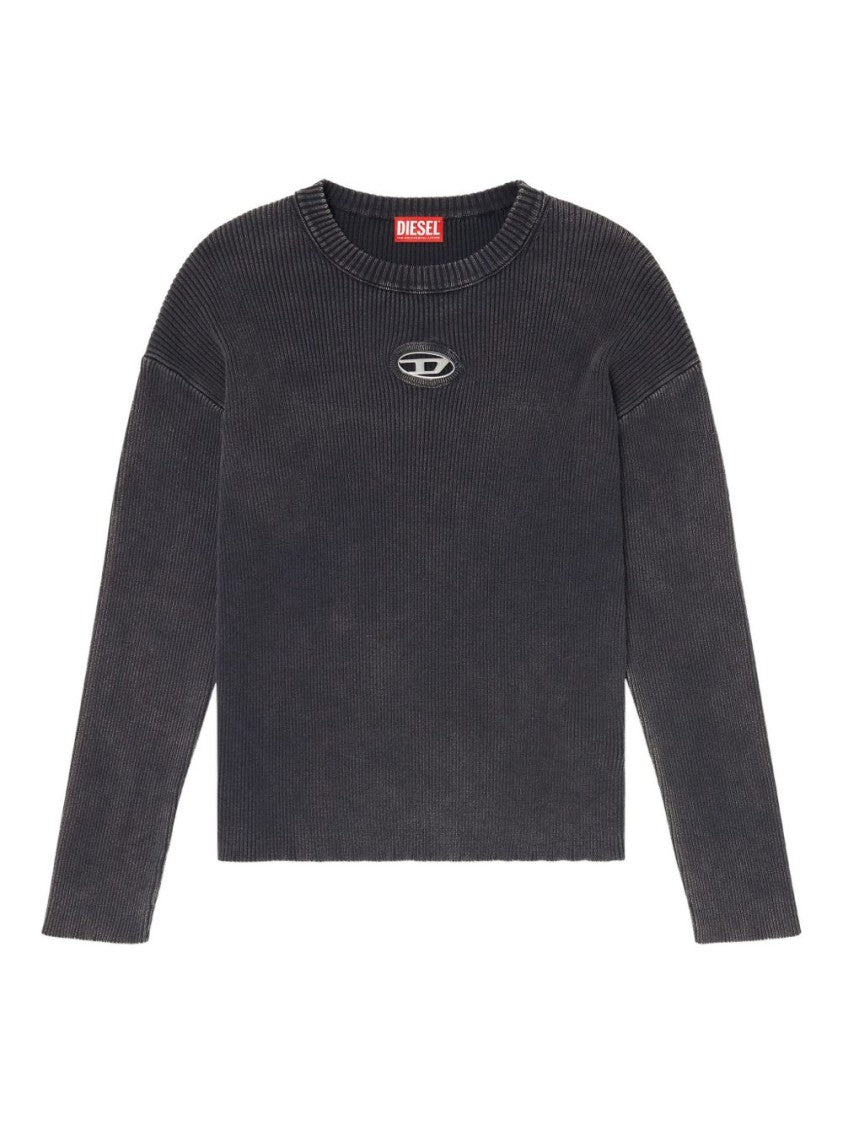 Diesel Black Ribbed Cut-Out Sweater