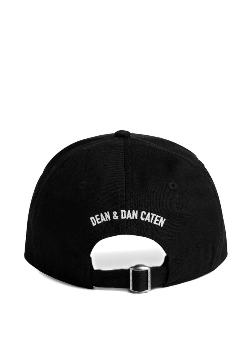 Dsquared2 Black Fabric-Covered Cap With Adjustable Strap And Embroidered Logo