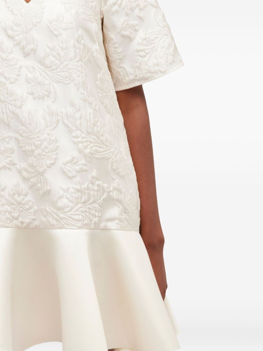 Ganni Textured Floral Jacquard Mini Dress