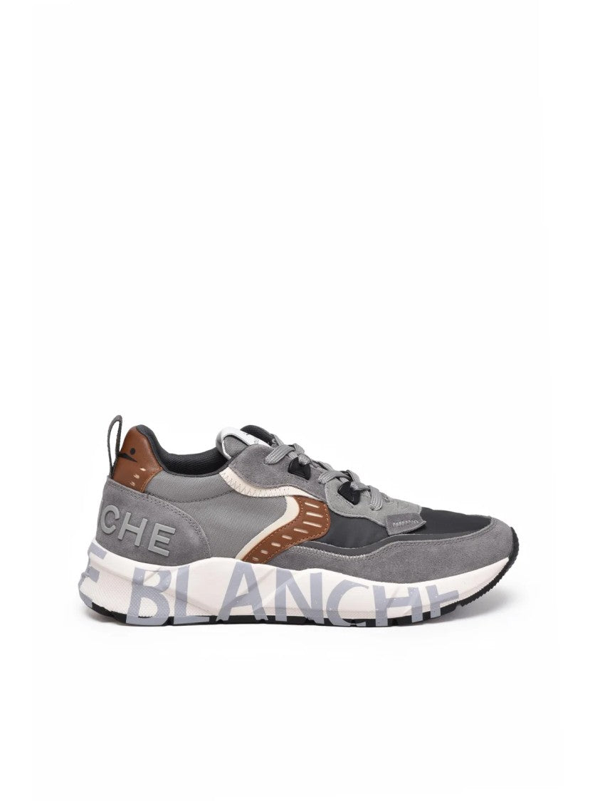 Voile Blanche Grey Patchwork Leather-Blend Sneakers