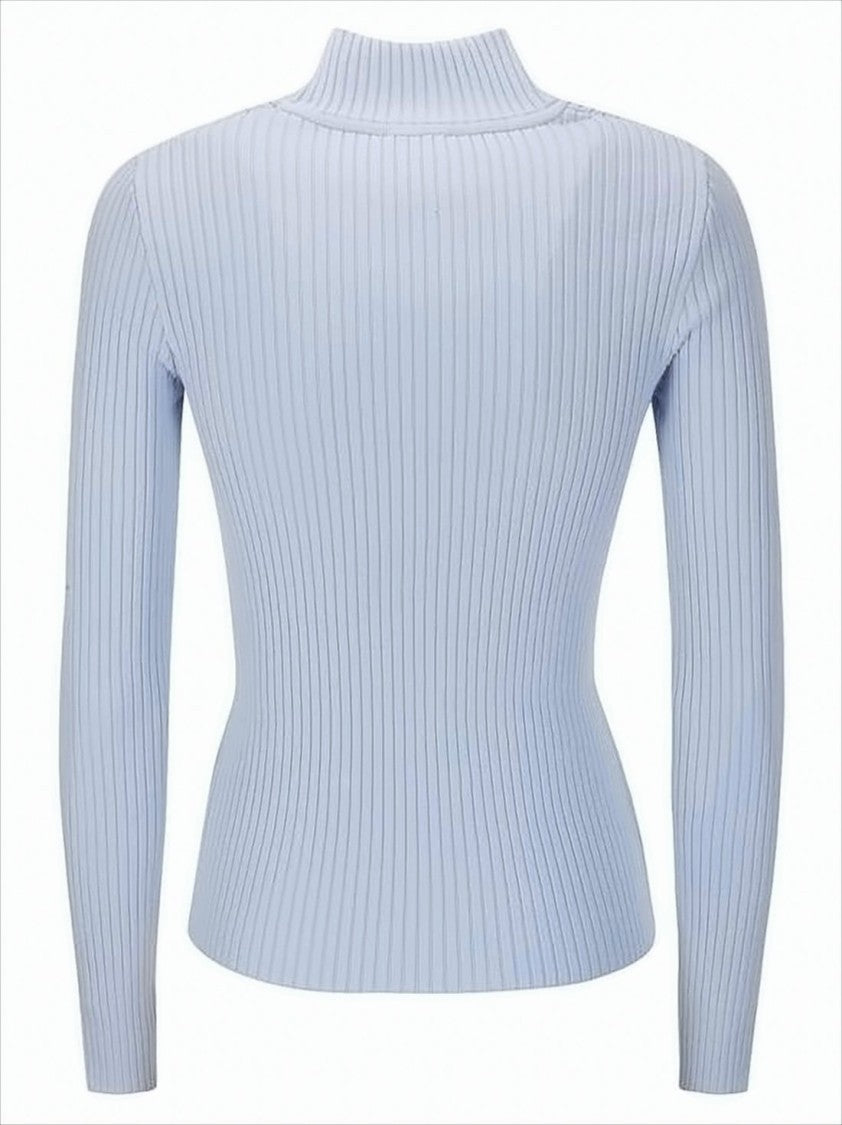 Courrèges Ribbed High Neck Sweater With Subtle Logo