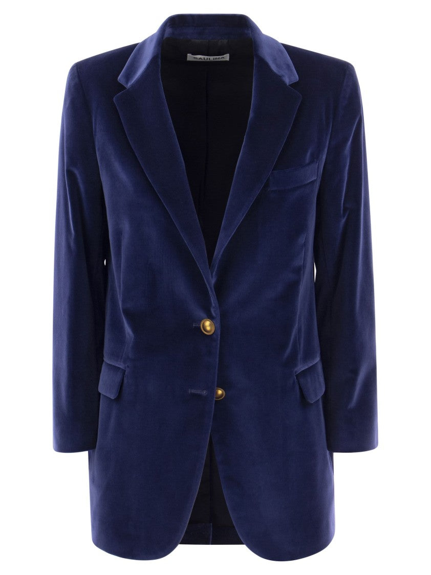 Saulina Antonia - Single-Breasted Velvet Jacket