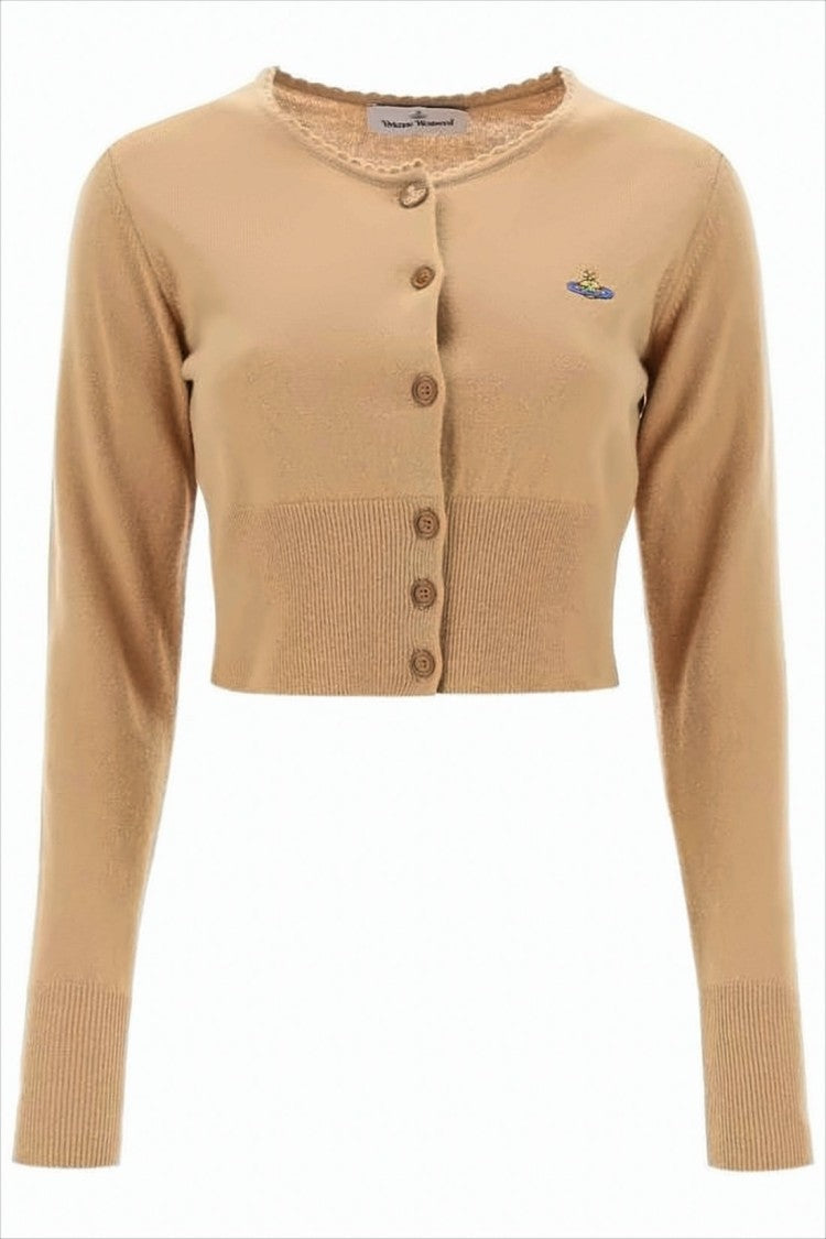 Vivienne Westwood Cropped Brown Cardigan With Button-Down Front
