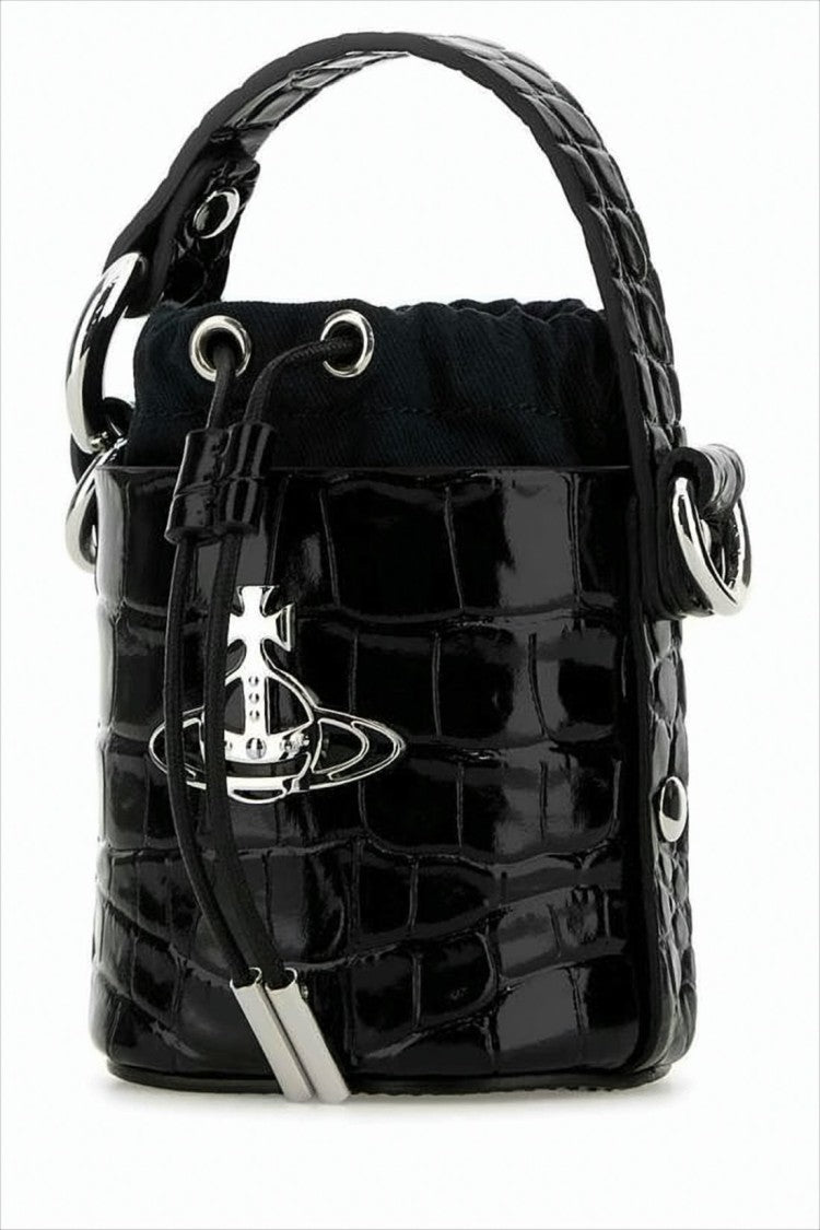 Vivienne Westwood Crocodile-Embossed Leather Structured Tote Bag