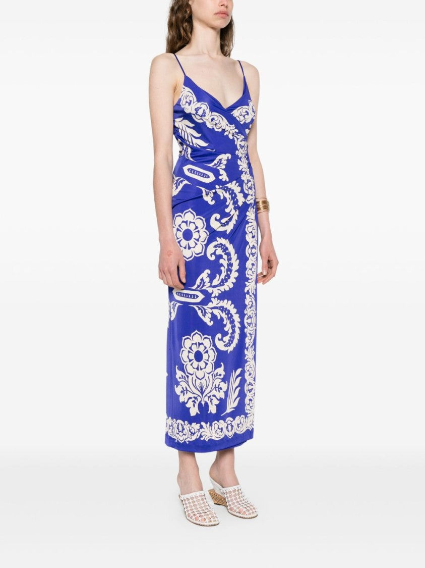 Etro Maxi Dress With Deep V-Neckline And Floral Patterns