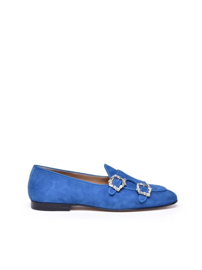 Edhen Blue Suede Leather Women's Loafers