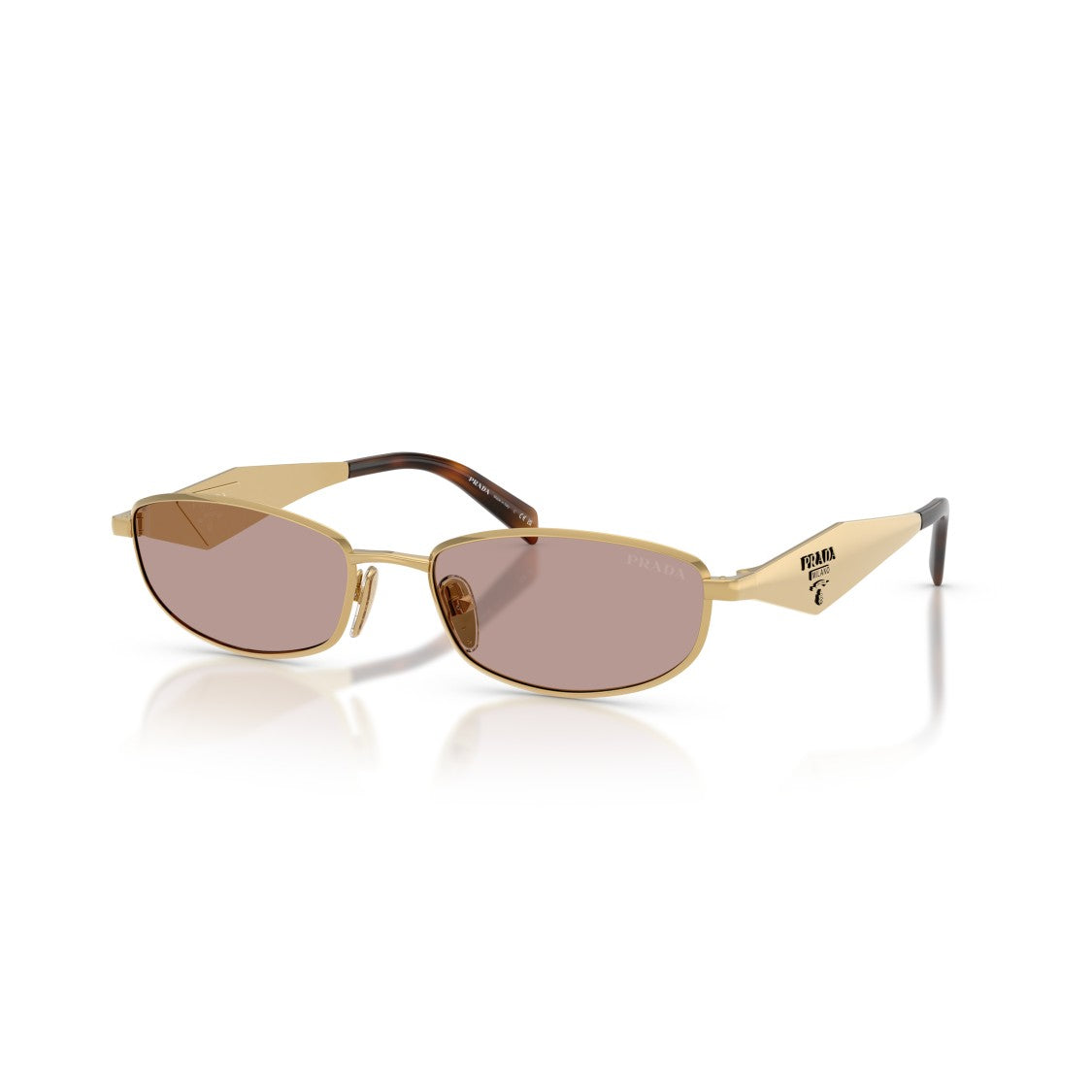 Prada Rectangular Gold-Tone Metal Sunglasses