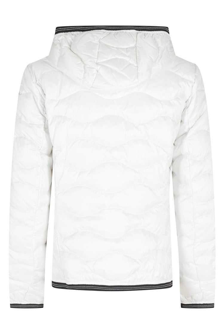 Blauer White Camelia Hooded Wave Stitching Polyamide Down Jacket