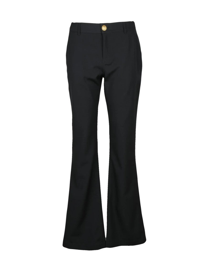 Balmain Tailored Black Virgin Wool Trousers With Fitted Silhouette