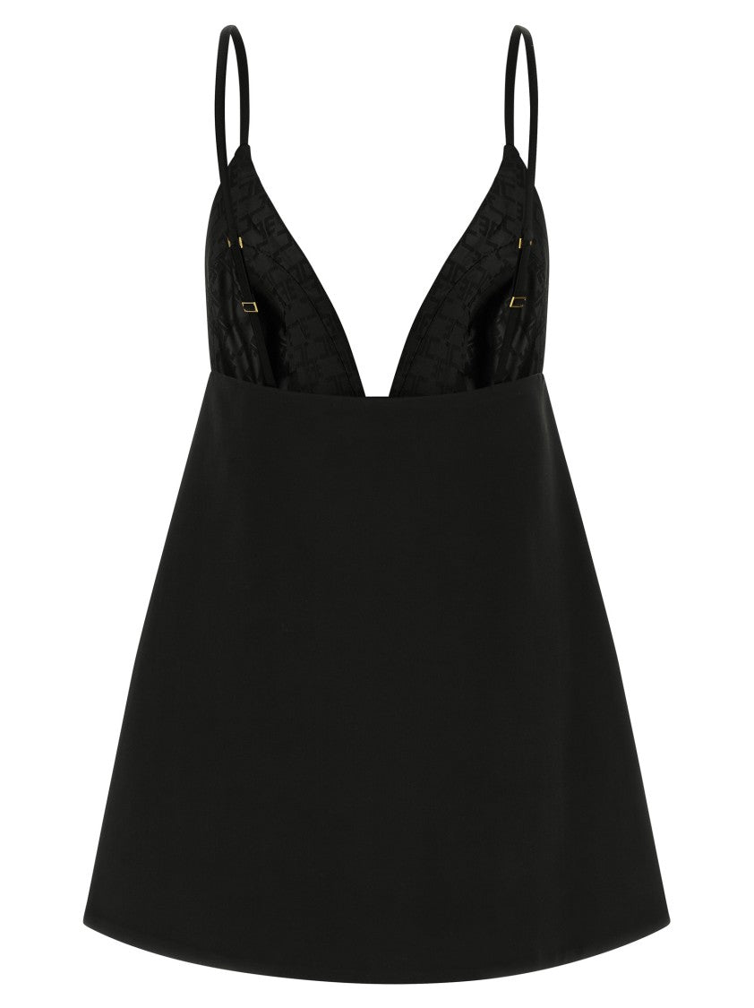 Elisabetta Franchi Duchesse Mini Dress With Back Cape Construction And Satin Lining