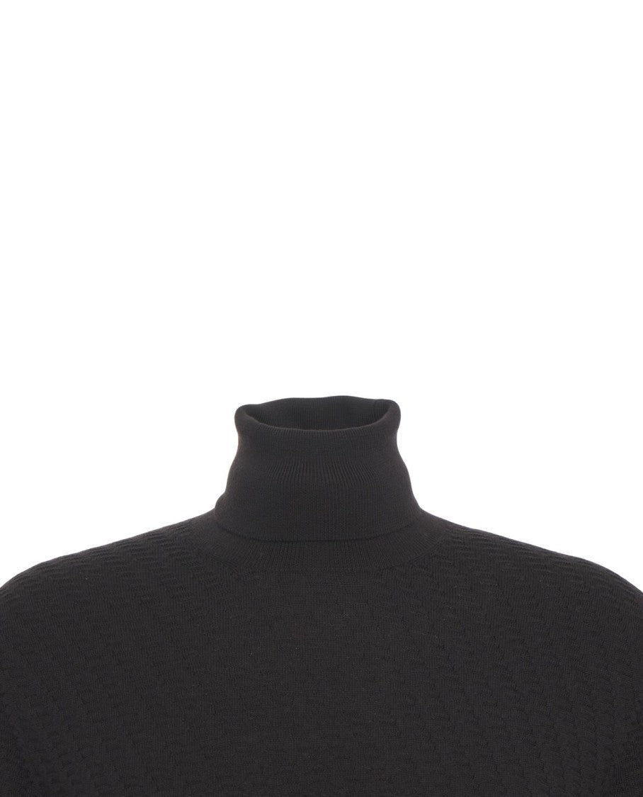 Paolo Pecora Textured High Collar Knit Sweater