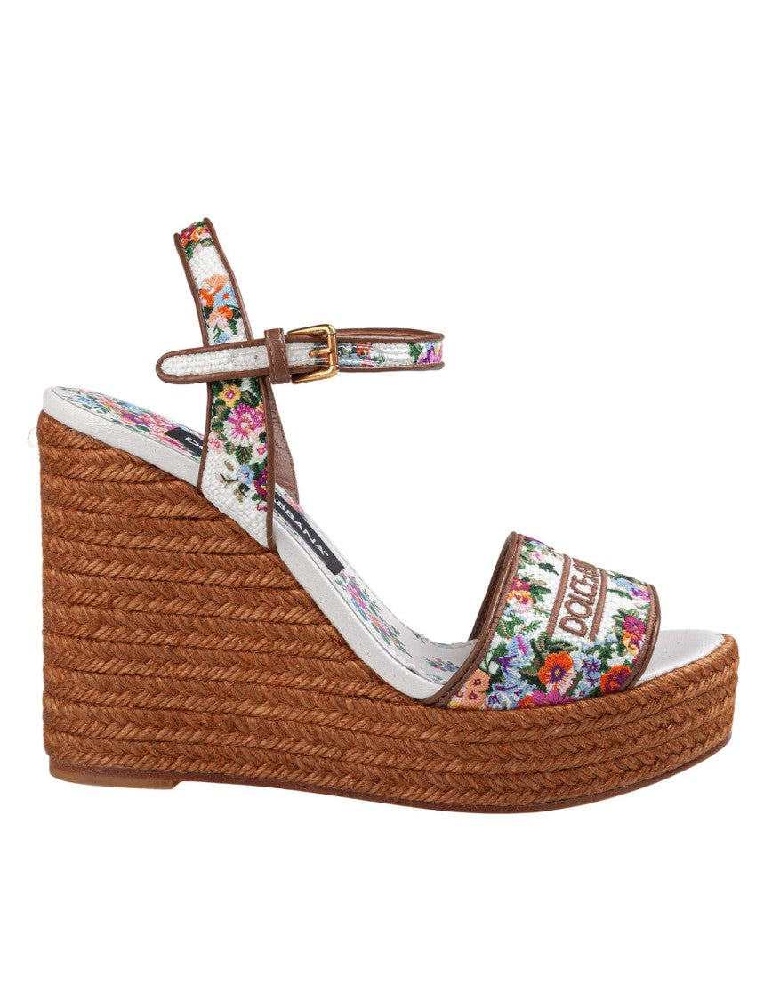 Dolce & Gabbana Fabric And Nappa Wedge Sandal