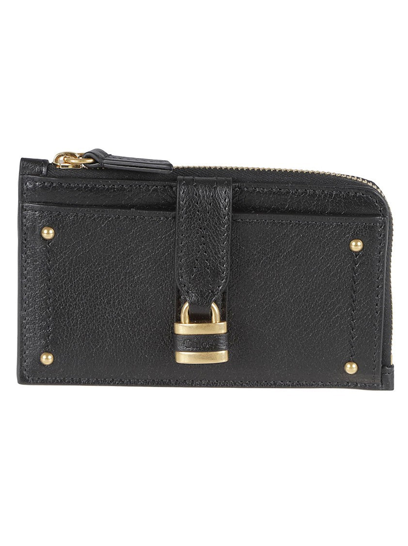 Chloé Compact Buffalo Leather Wallet With Gold Accents