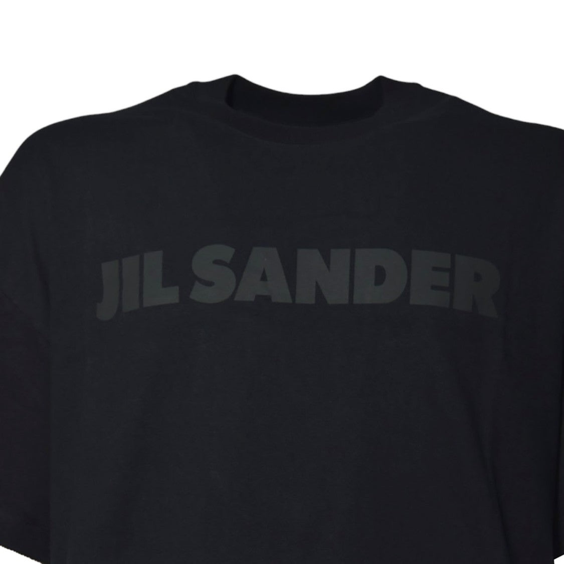 Jil Sander Black Cotton T-Shirt With Tone-On-Tone Logo
