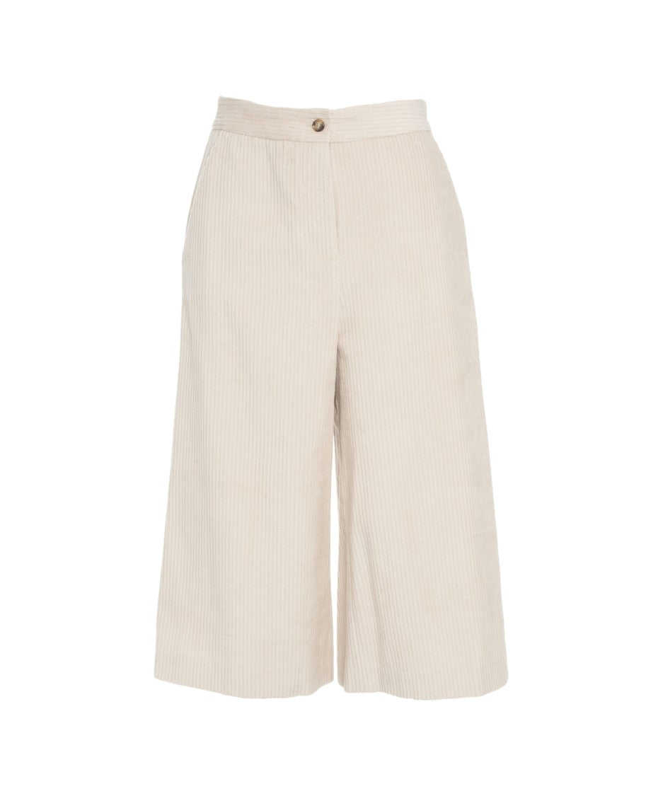 Ottod'ame High-Waisted Cropped Culottes With Pleats