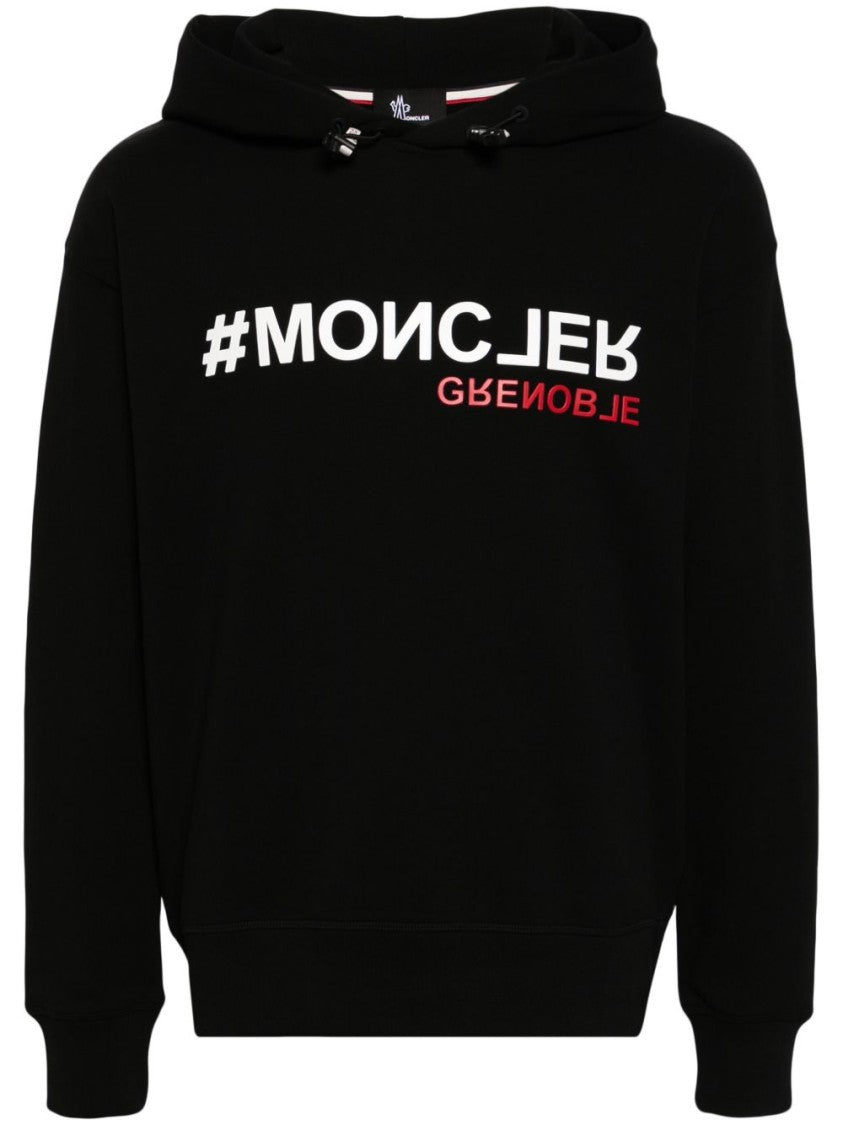Moncler Grenoble Graphic Print Black Hooded Sweatshirt