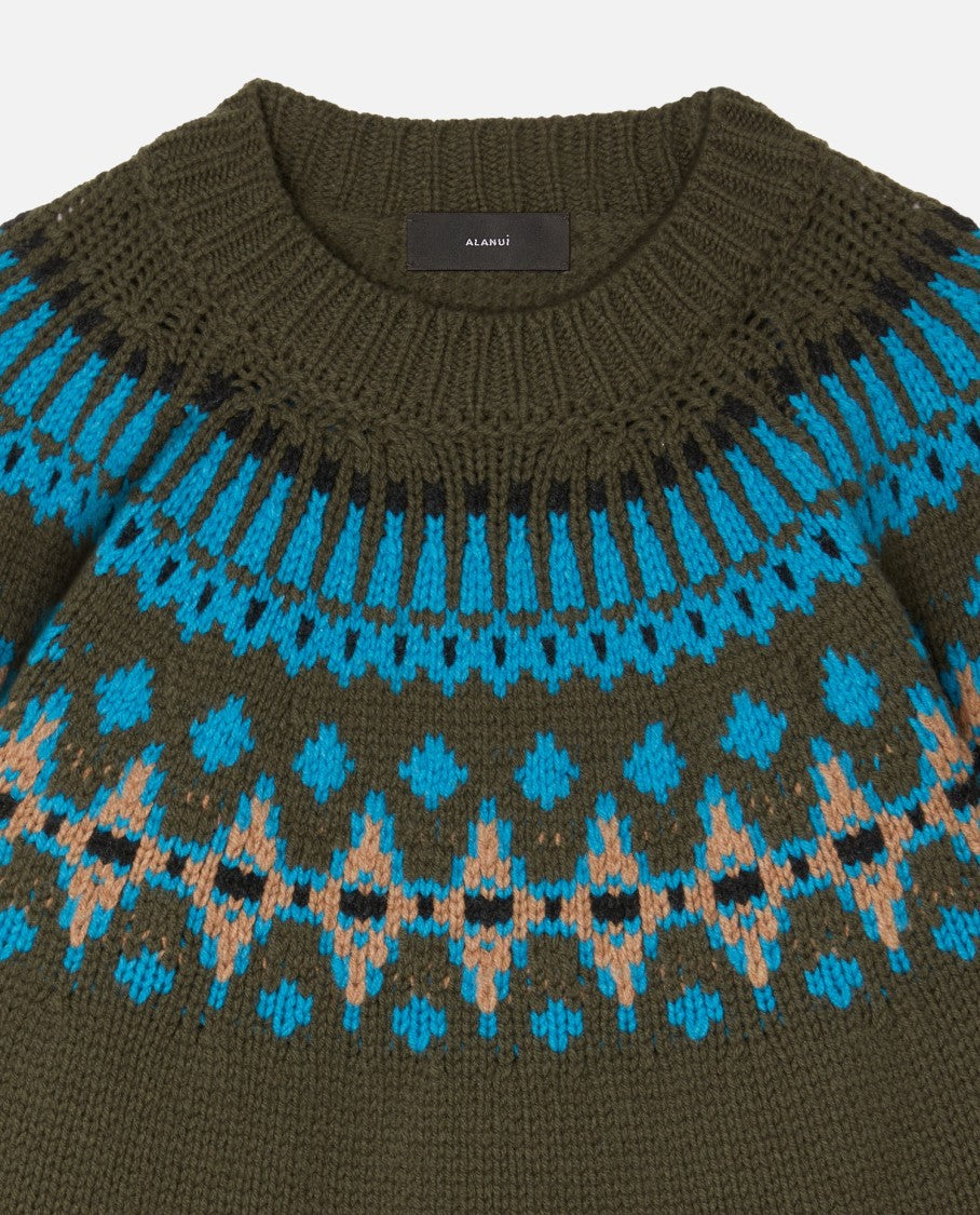 Alanui Geometric Knit Crewneck Sweater With Accents