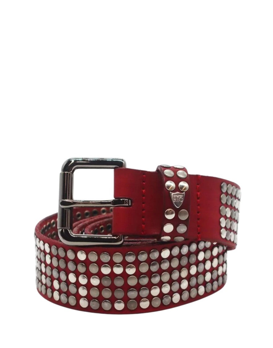 Htc Bordeaux Leather Belt With Iconic Studs And Metal Buckle