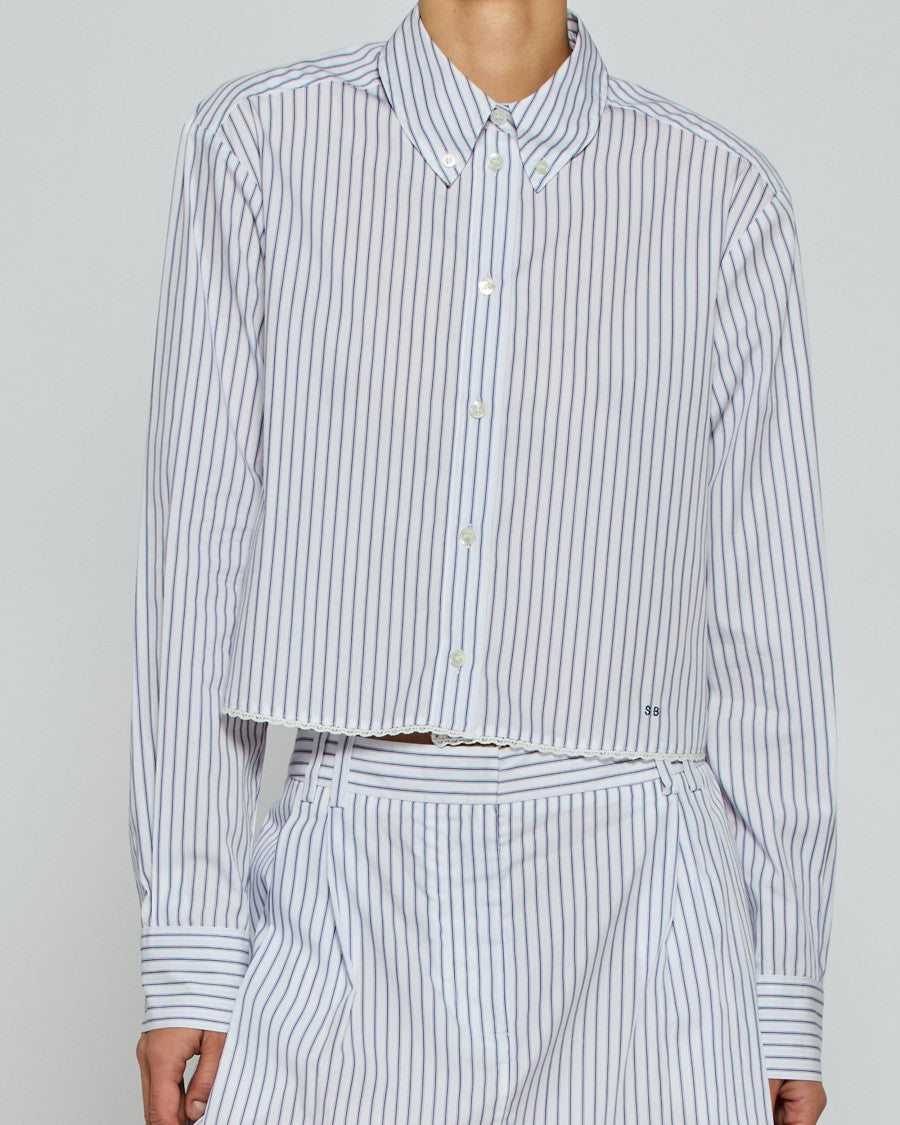 Serena Bute Striped Cropped Shirt - Navy/White