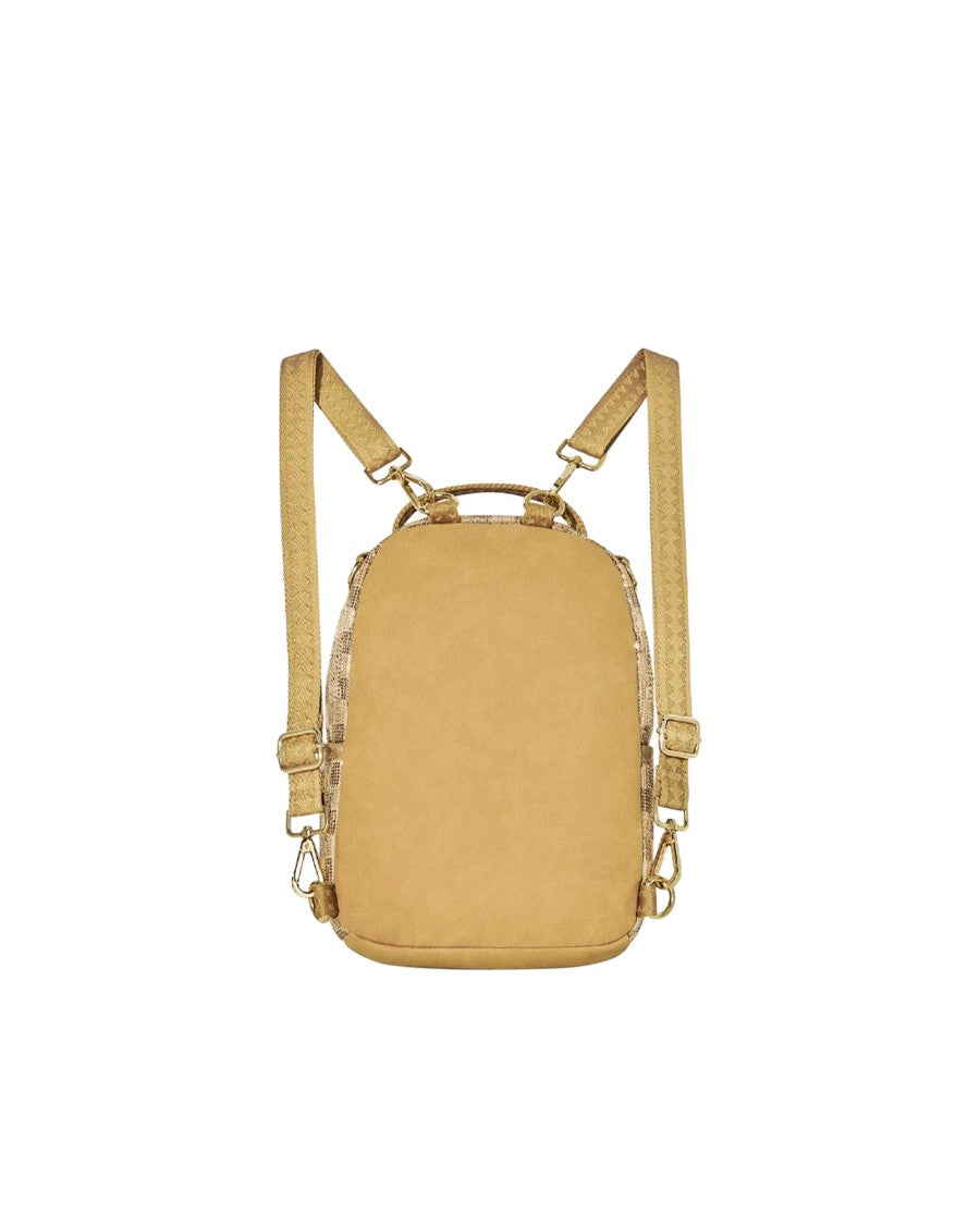Sprayground Mini 2 Tone Gold Trinity Checkered Backpack
