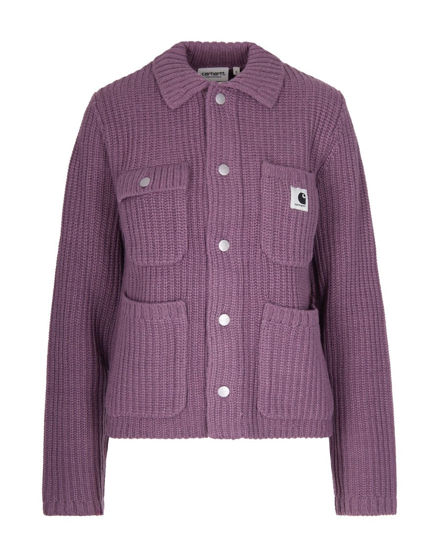 Carhartt Wip Chunky Knit Cardigan With Four Pockets And Button Closure