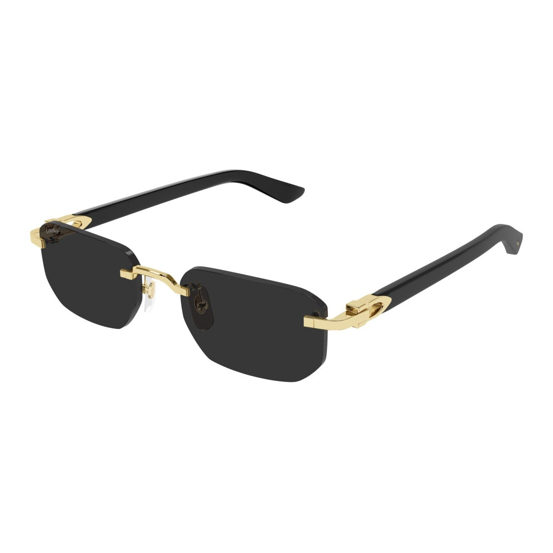 Cartier Rimless Rectangular Sunglasses With Gold Accents