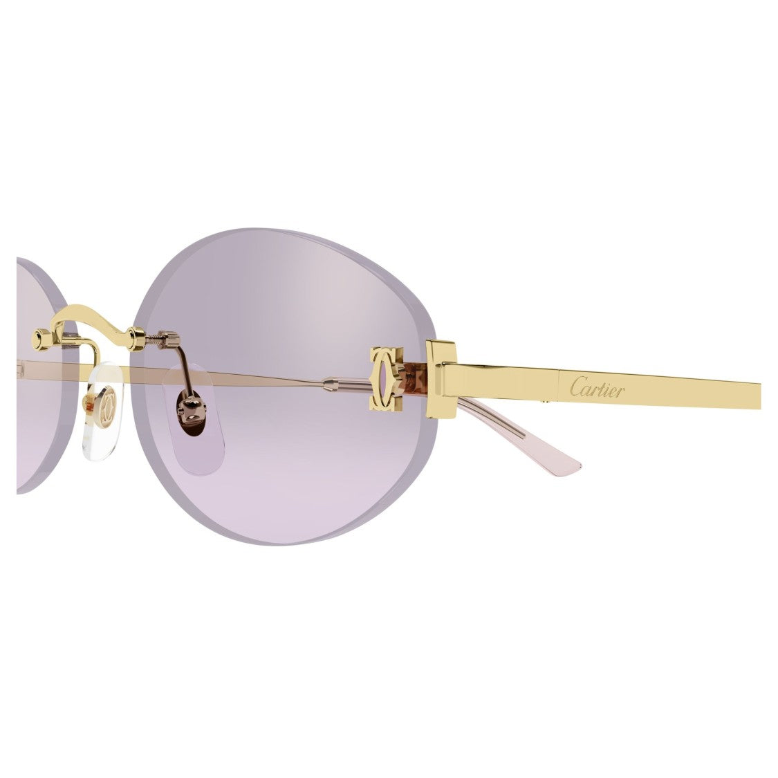 Cartier Oval Rimless Sunglasses With Gold-Toned Metal Accents