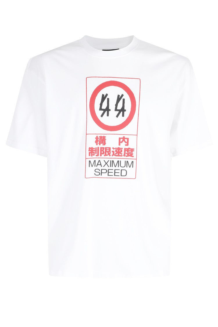 44 Label Group White Red Front-Back Printed Cotton T-Shirt