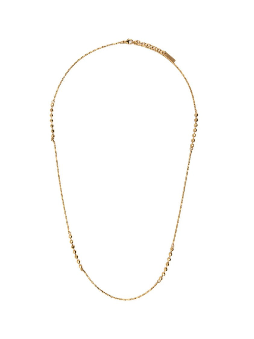 Saint Laurent Ball And Wheat Chain Logo Necklace