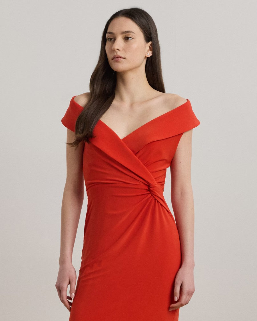 Lauren Ralph Lauren Red Leonidas Sleeveless Evening Gown