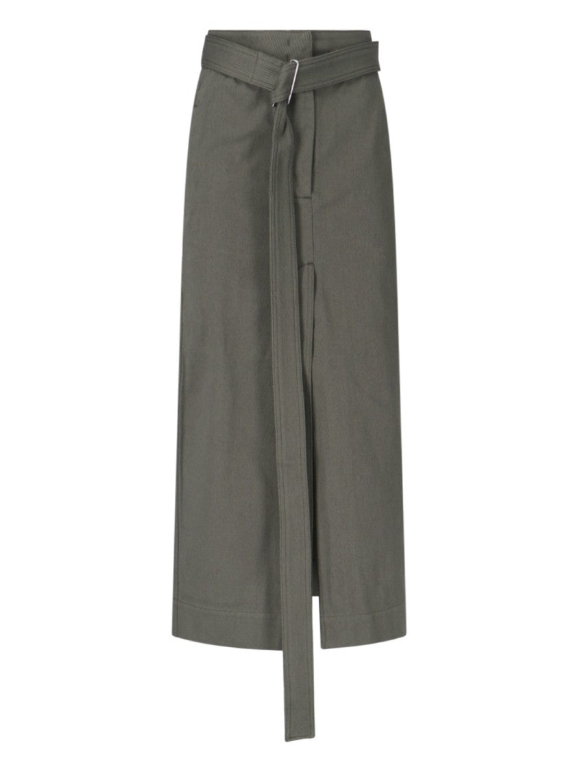 Sa Su Phi Cotton Skirt With Adjustable Waist And Front Slit