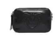 Pinko Compact Black Bag With Glossy Finish